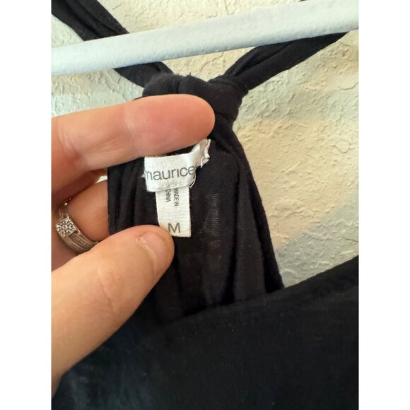 Maurices solid Black Sleeveless Knotted Back Tank Top shirt Medium READ - Picture 2 of 3